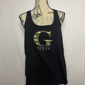 Guess Black Tank Top with Gold Accents